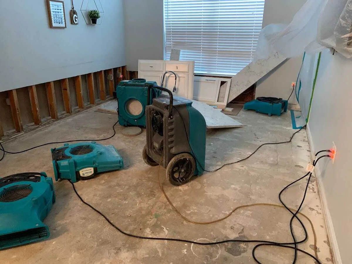 Dehumidifier in flood-cut room for Water Damage Restoration in Sauk Village